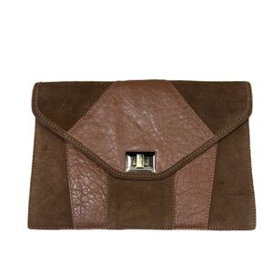 Sezane Brown Leather Clutch